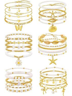 30 Pcs Adjustable Boho Gold Ankle Bracelets for Women - Trendy Anklets Set
